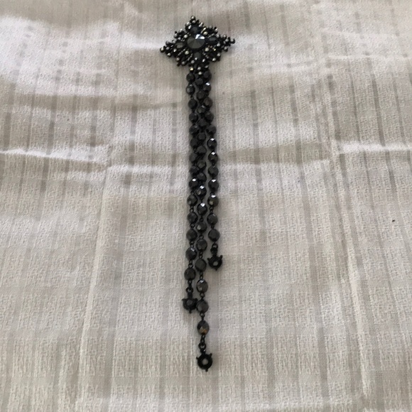 Vintage Type Black Jet & Rhinestone Brooch - Picture 6 of 7